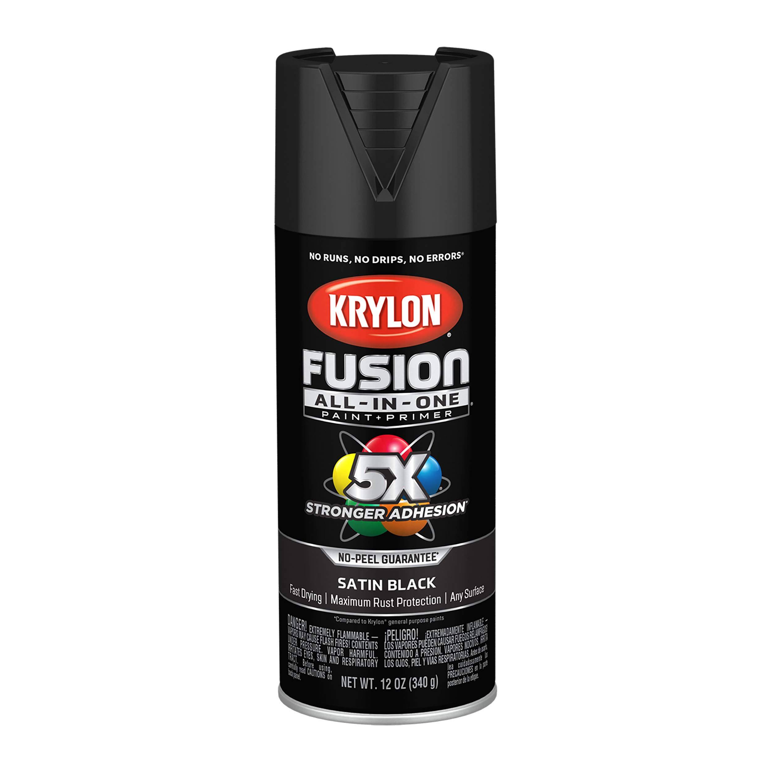 Krylon K02732007 Fusion Spray Paint Satin Black 12 Ounce