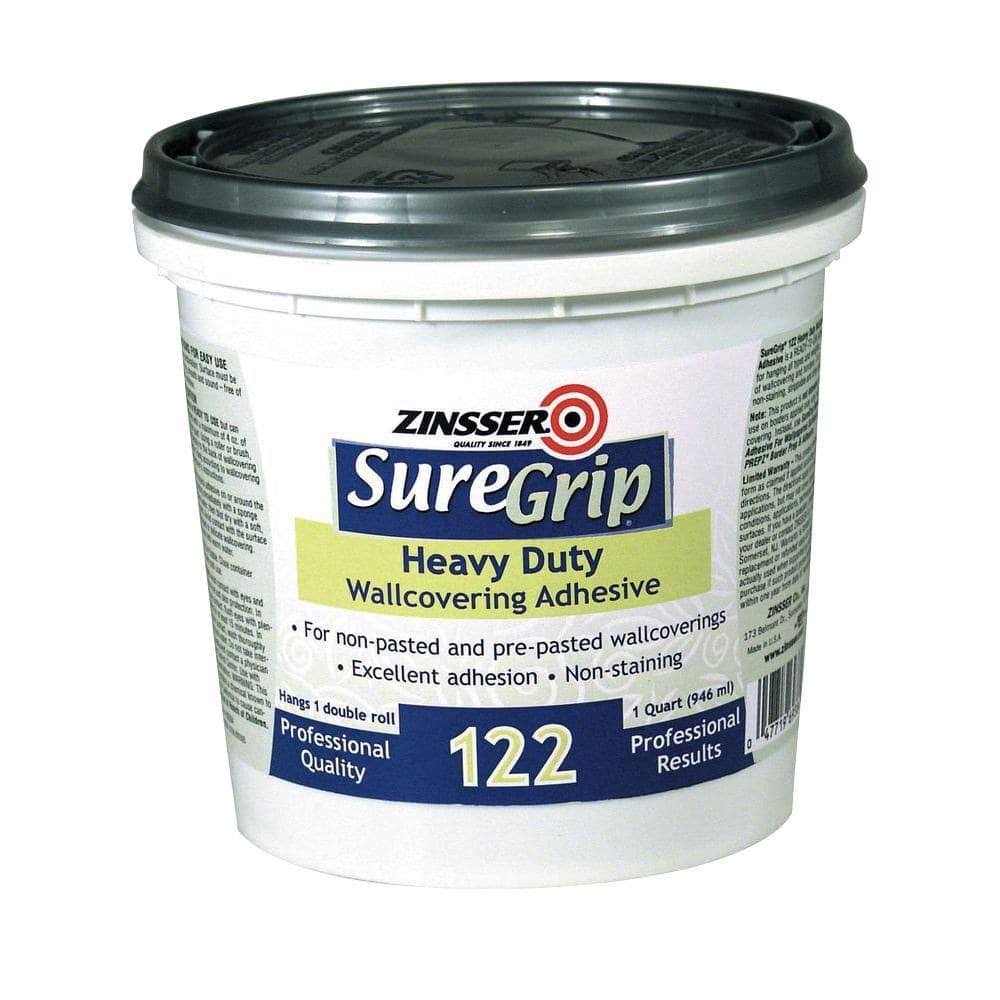 Zinsser & 69384 Suregrip 122 Wallcovering Adhesive, Clear, 1-Qt.
