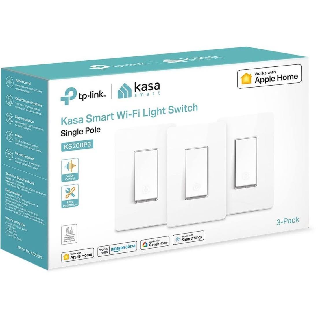 TP-Link KS200P3 3-Pack Kasa Smart Wi-Fi Light Switch HomeKit