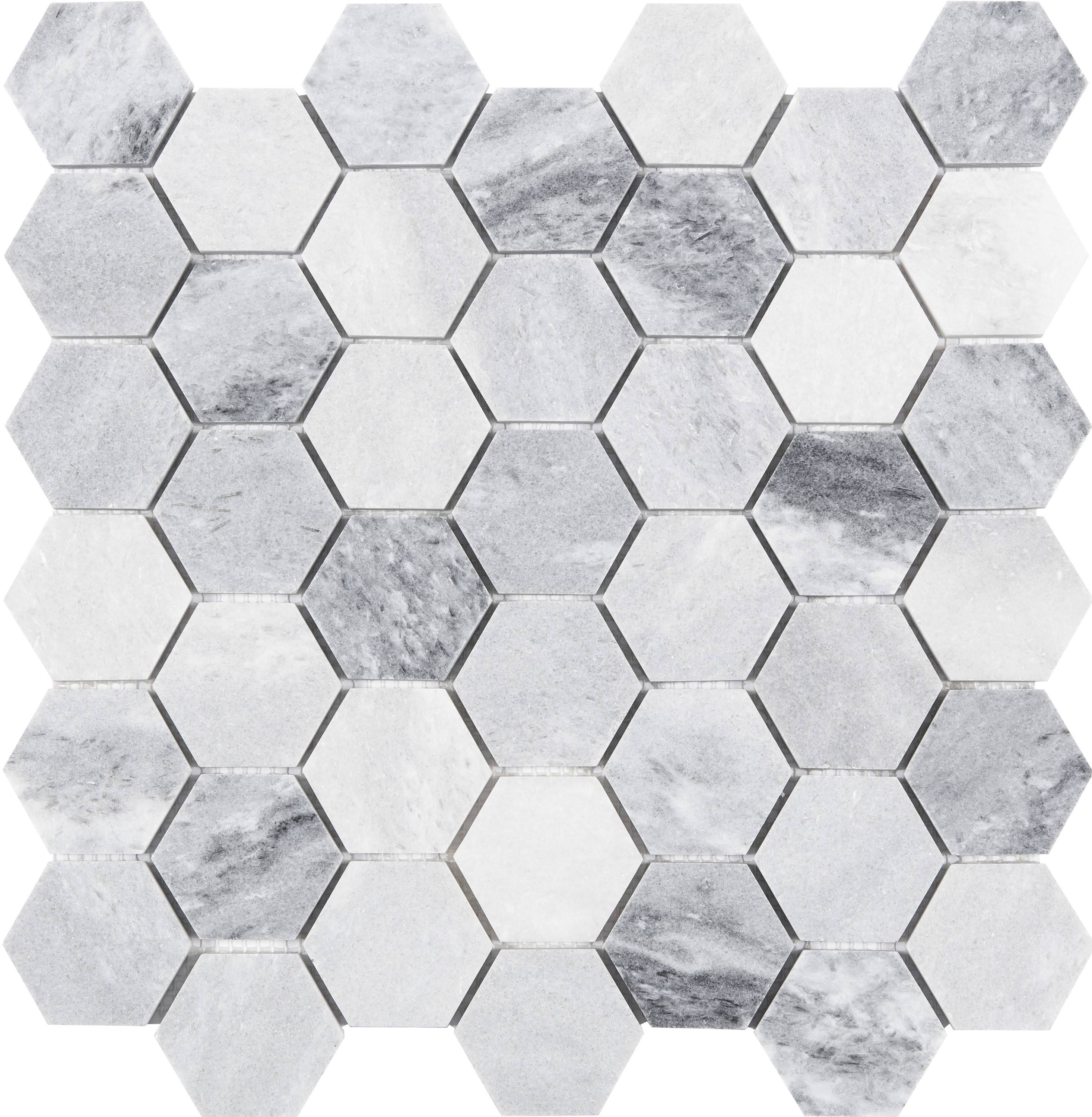 Satori Storm Gray 12-in x 12-in Polished Natural Stone Marble Hexagon Marble Look Floor and Wall Tile (0.96-sq. ft/ Piece)