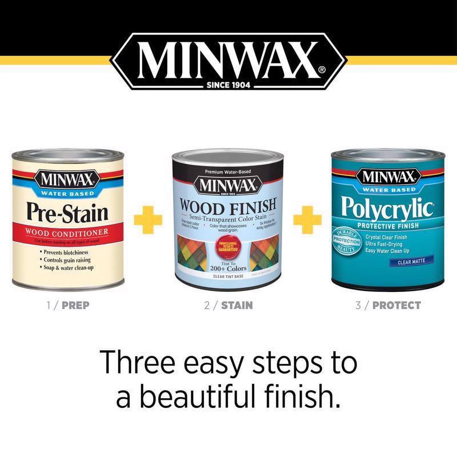 Minwax Wood Finish Water-Based Semi-Transparent Color Stain, White Tint Base, 1 qt.