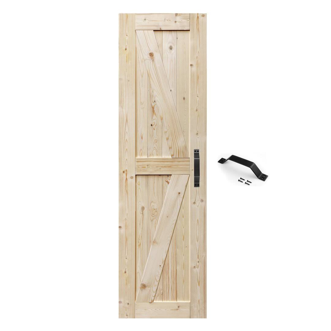 S&Z TOPHAND 24 in. x 84 in. Barn Door, 20/24/28/30/32/36/38/40/42/46in Unfinished British Brace Barn Door/Modern Style/Solid Wood/Sliding Door/A