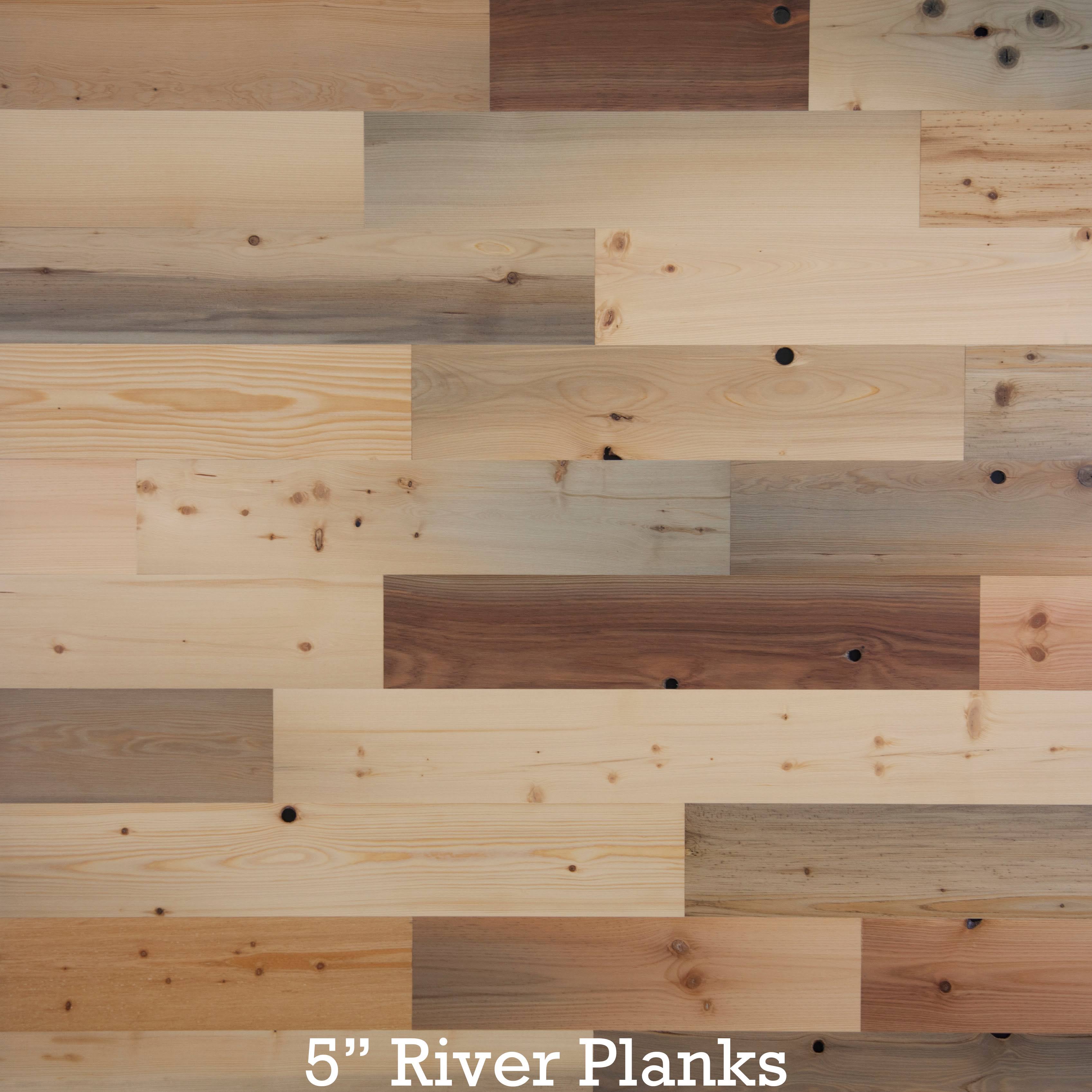 Timberchic River Reclaimed Wooden Wall Planks 5in Wide 10 Sq ft River Planks