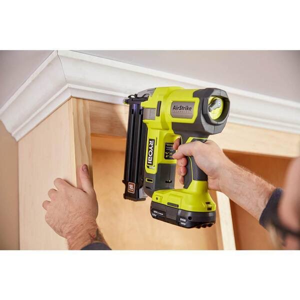 Ryobi One+ 18V 18-Gauge Cordless Airstrike Brad Nailer with Cordless 1/4 Sheet Sander (Tools Only)