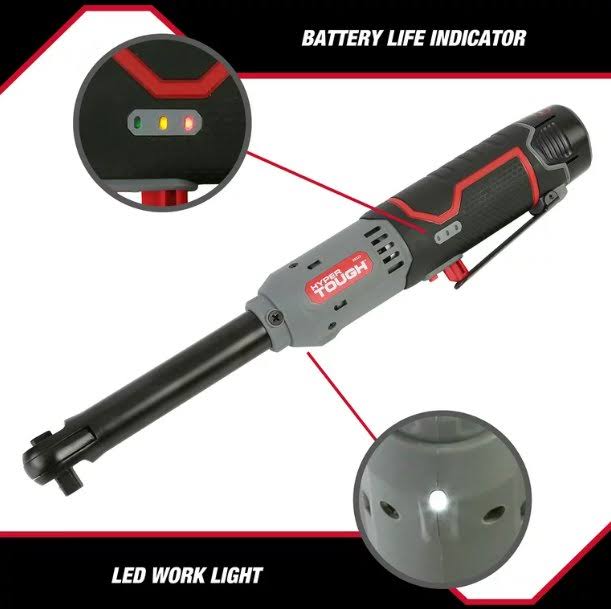 Hyper Tough 12V MAX* 3/8-in Lithium-Ion Cordless Extended Ratchet 1.5Ah Battery and Charger, 99323