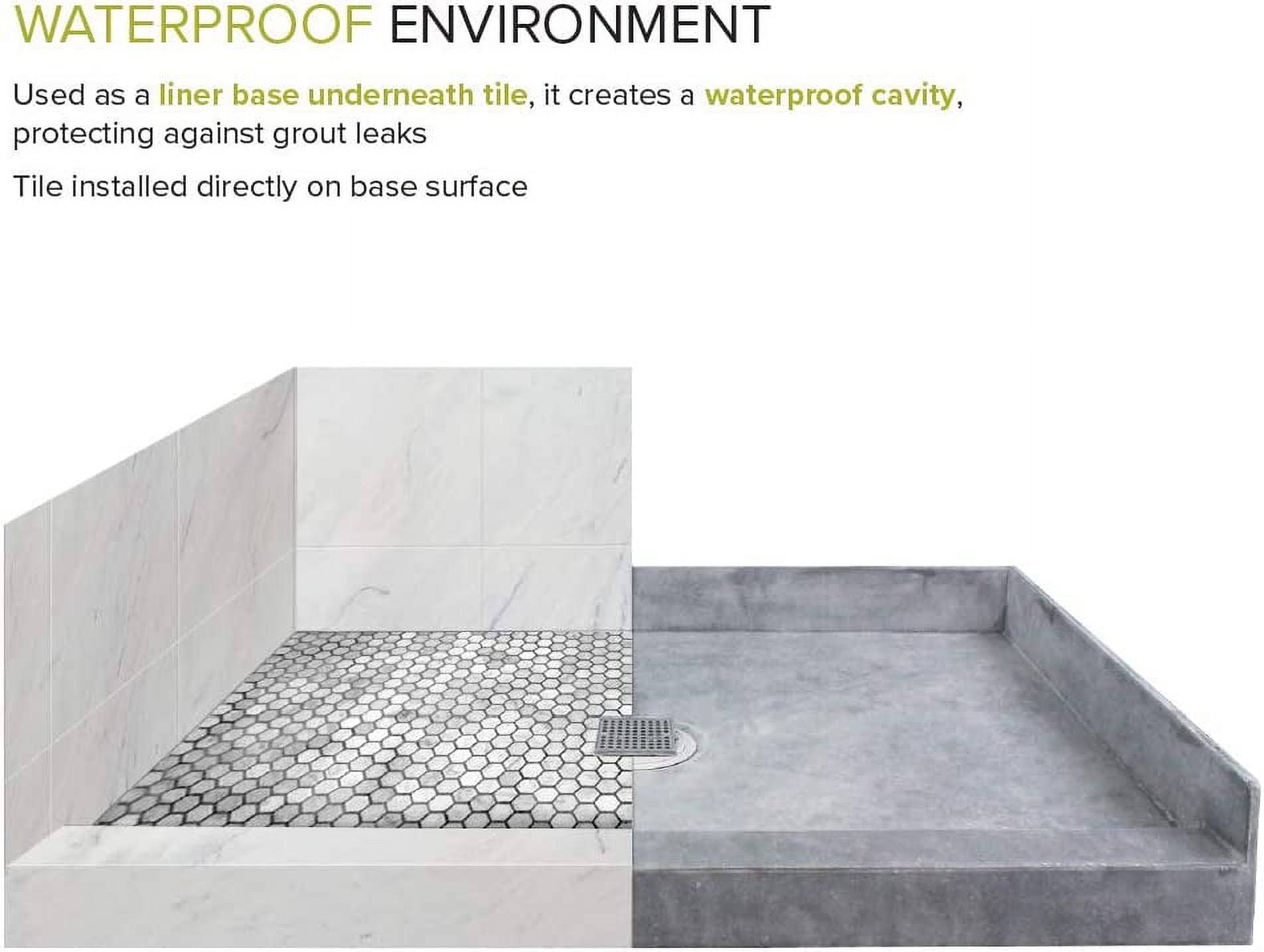 Transolid FTT6030C Ready to Tile 60-in L x 30-in W Shower Base with Center Drain, Dark Grey