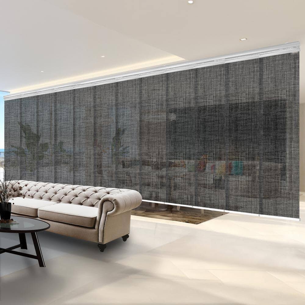 EMOH Chevelle 140 in. to 260 in. W x 94 in. L Adjustable 12-Panel Black Double Rail Panel Track with 23.5 in. Slates