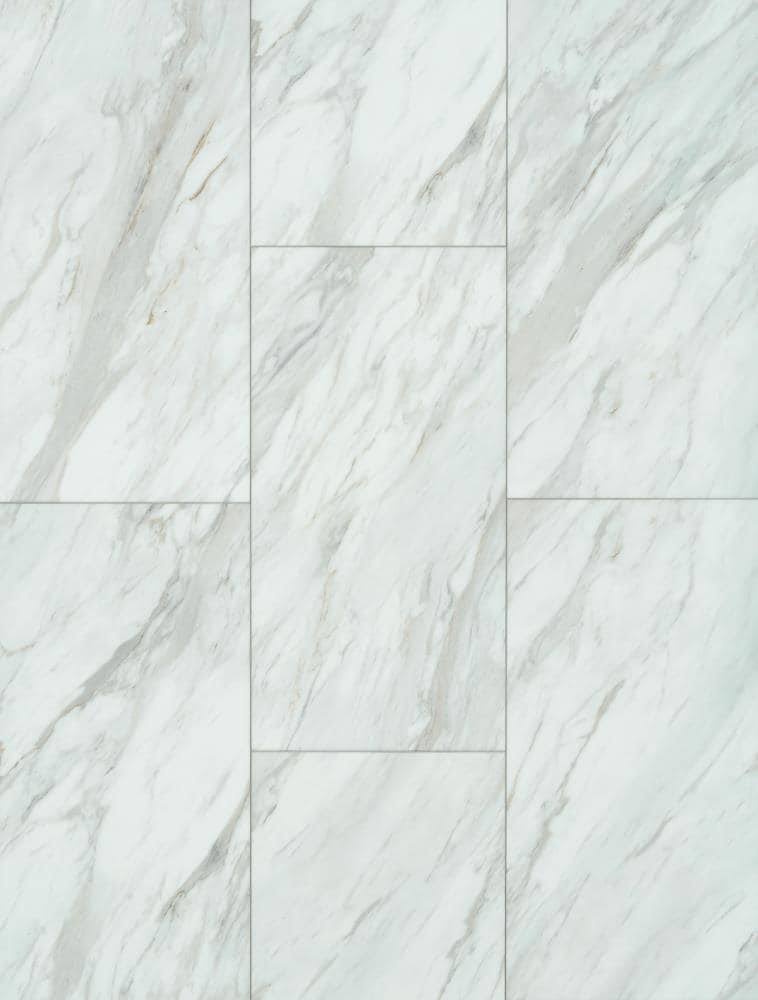 SMARTCORE Gardena Marble 20-mil x 12-in W x 24-in L Interlocking Luxury Vinyl Tile Flooring (15.83-sq ft/ Carton) in Off-White | LX92600193