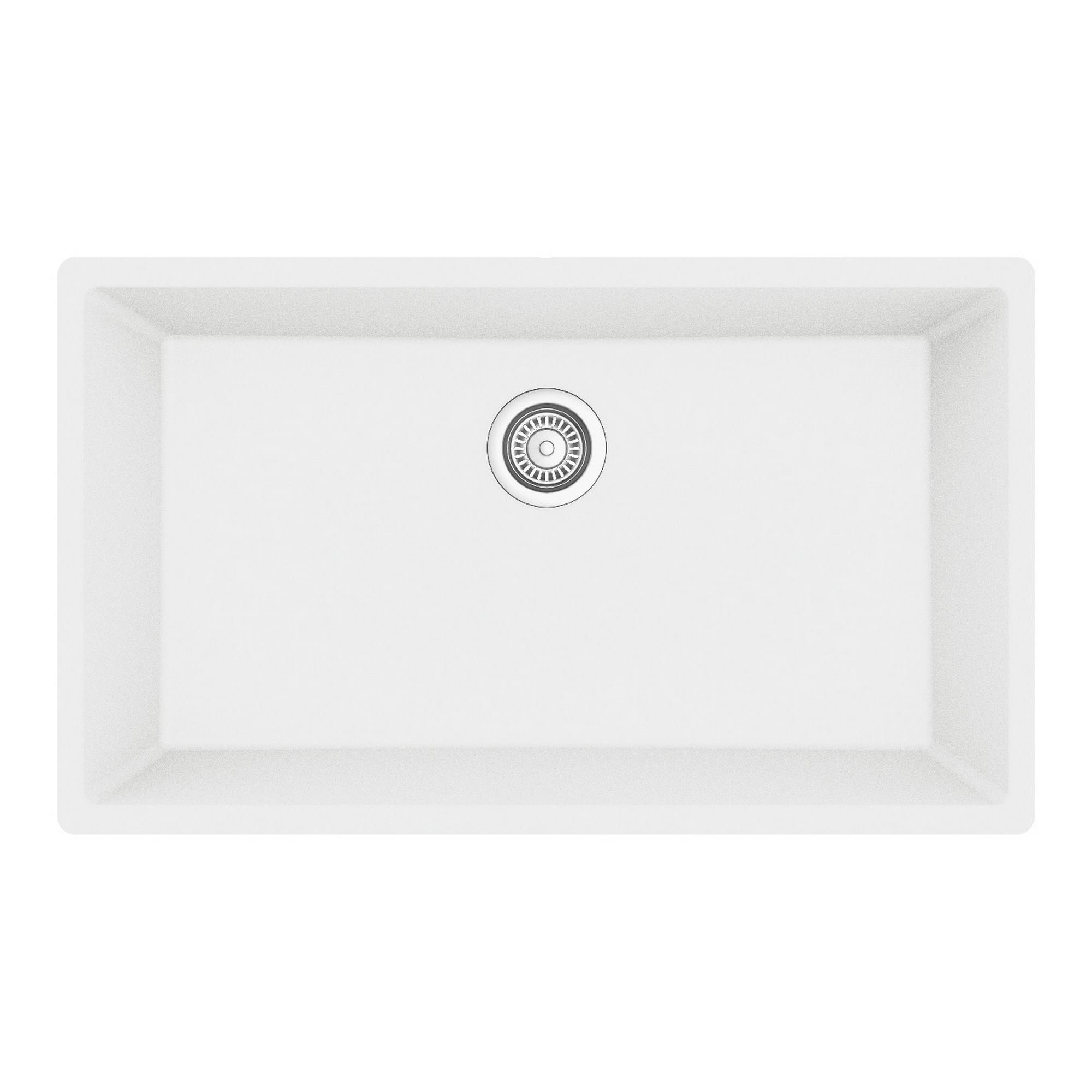 Karran QU-812 Undermount 32.5 in. Large Single Bowl Quartz Kitchen Sink in White