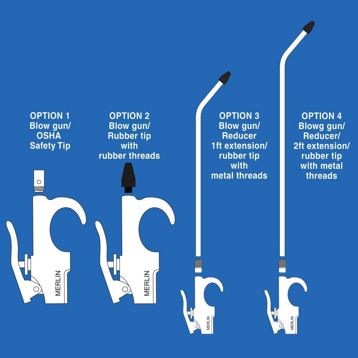Merlin Air Blow Gun with Extensions, 5 Piece 63574