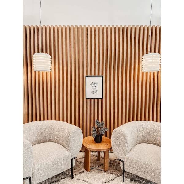 Ejoy 106 in. x 6 in x 0.5 in. Solid Wood Wall 7 Grid Cladding Siding Board in Light Oak Color (Set of 4-Piece)