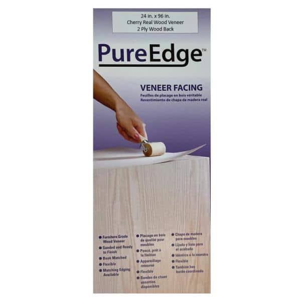 PureEdge 24 in. x 96 in. Cherry Real Wood Veneer with A Wood Back, Brown