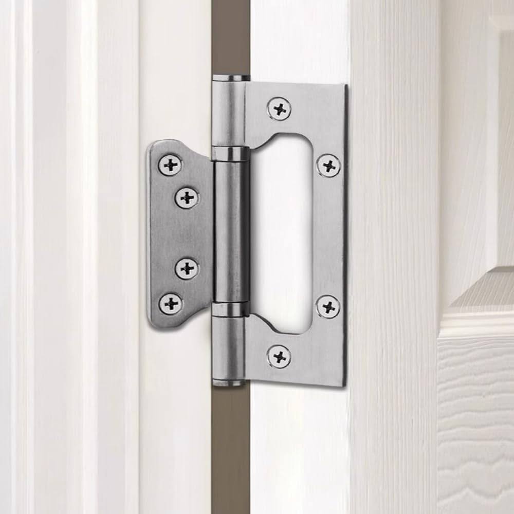 6 Pack Non-Mortise Door Hinges- Easy to Install, 4 inch 3 inch Stainless Steel Door Hinges- Smooth Movement and Heavy Duty, Silver