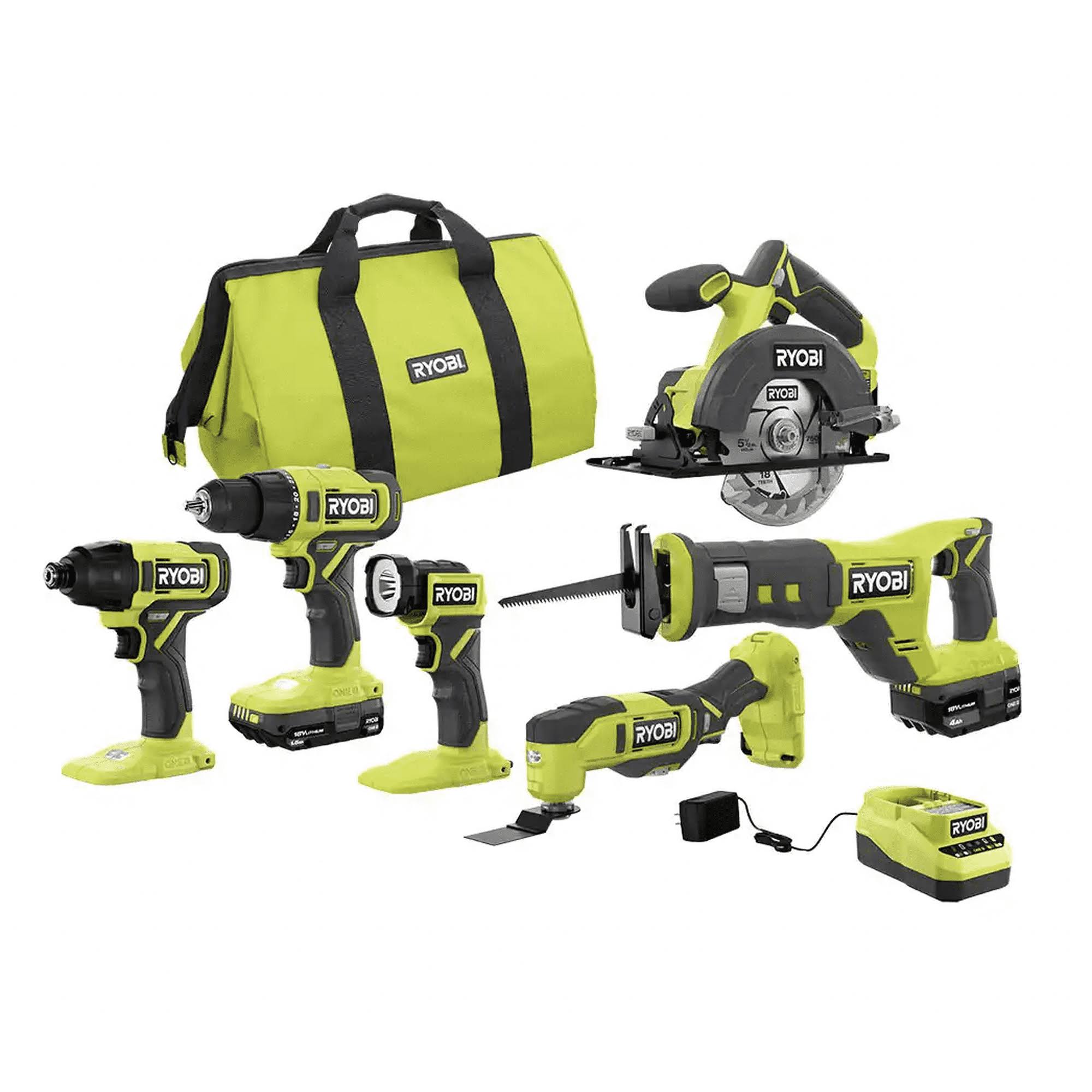 Ryobi PCL1600K2 One+ 18V Cordless 6-Tool Combo Kit