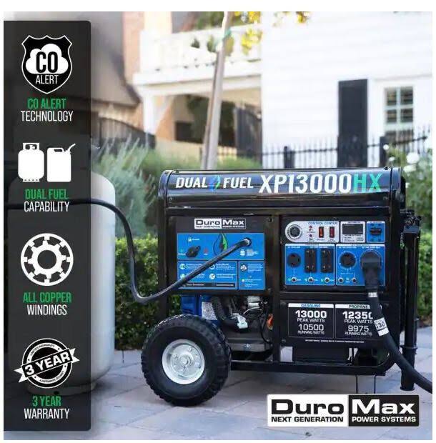 DuroMax XP13000HX 13,000 Watt Dual Fuel Portable Generator w/ Co Alert