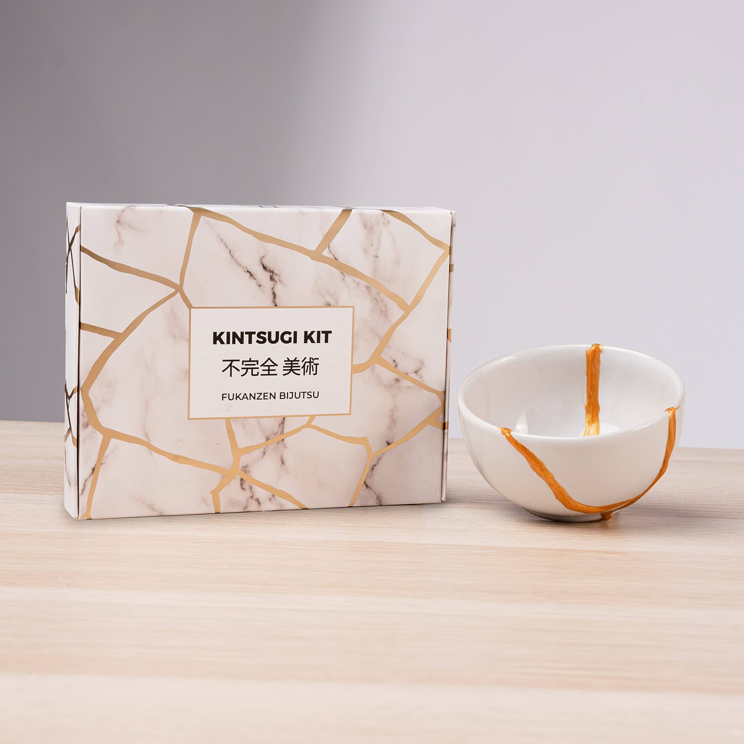 Laffair Kintsugi Repair Kit �C Repair Ceramic Bowls with Kintsugi Kit Gold Powder Resin Glue, Bring Japanese Art to Your Home �C Comes with A Practice