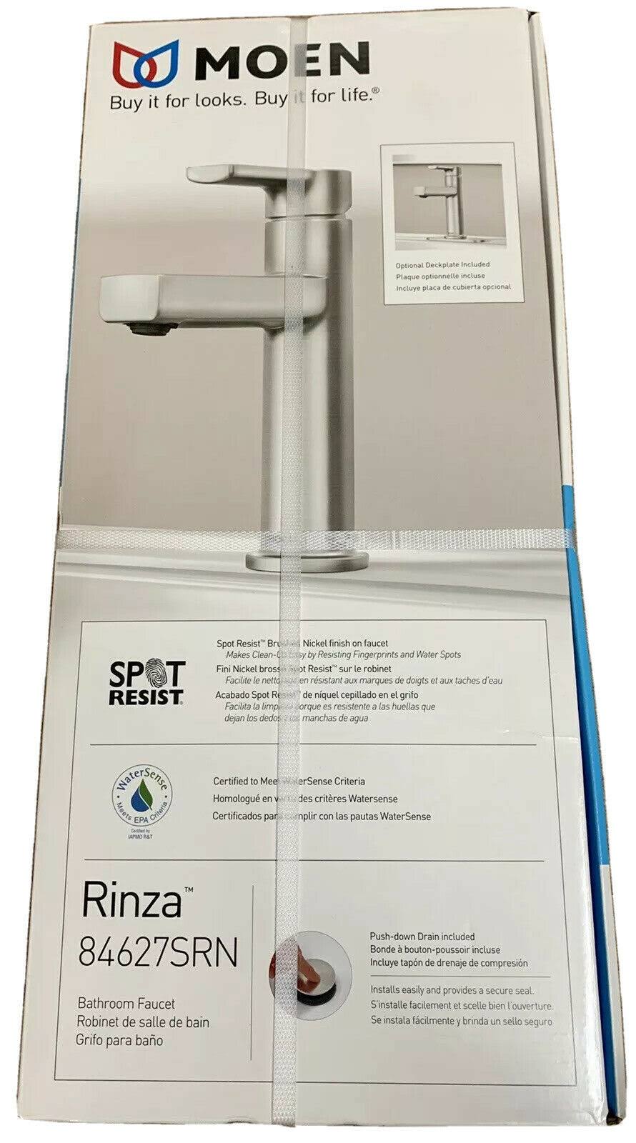 Moen Rinza 84627SRN Spot Resist 1 Handle Bathroom Sink Faucet with Drain