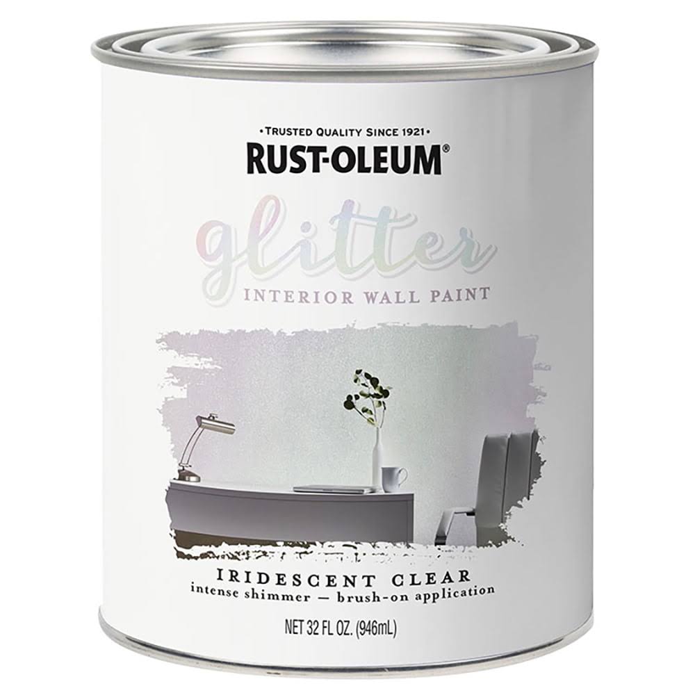 Rust-Oleum 323860 Glitter Interior Wall Paint Iridescent Clear 32oz 2pk