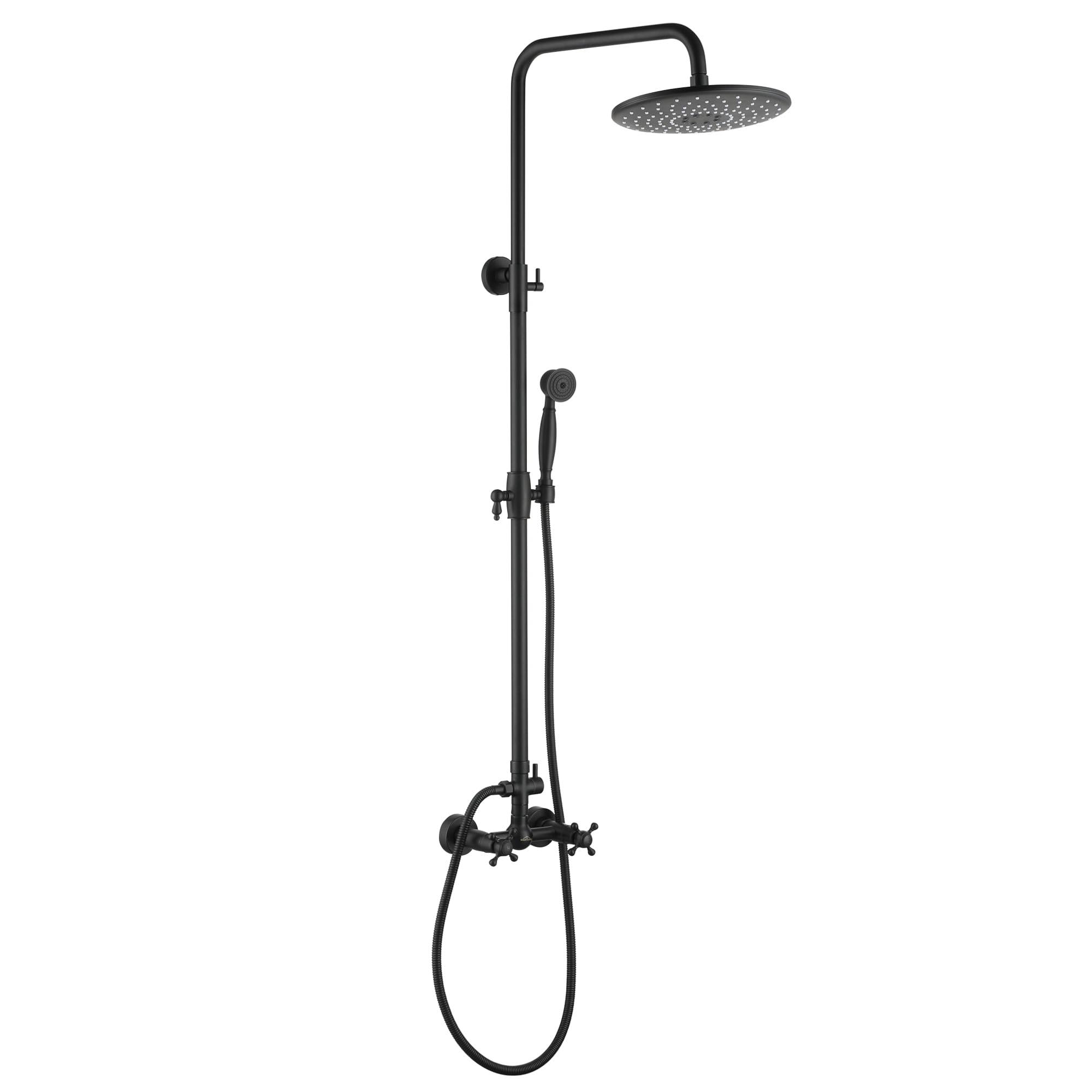 Boyel Living Exposed Pipe Complete Shower System 1-Spray Patterns with 2.5 GPM 8 in. Wall Mount Dual Shower Heads in Matte Black