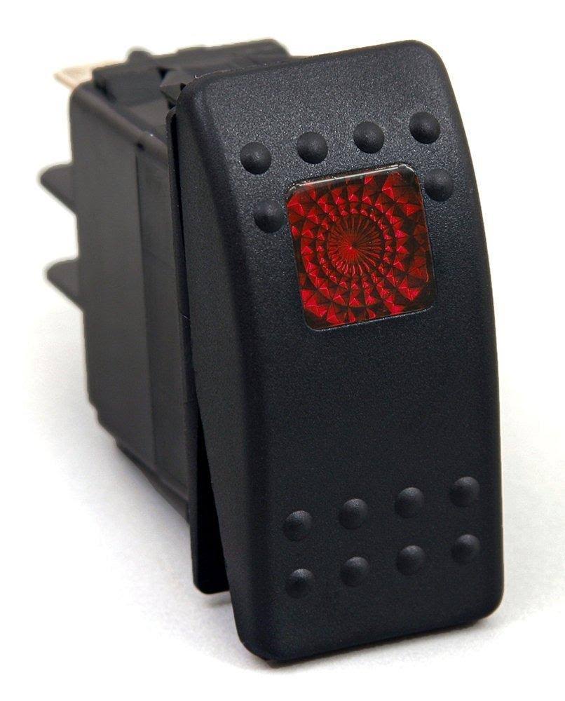 Amarine Made 12V 20 Amp Waterproof LED On/Off Boat Marine SPST 3P Rocker Switch with Light (Red)