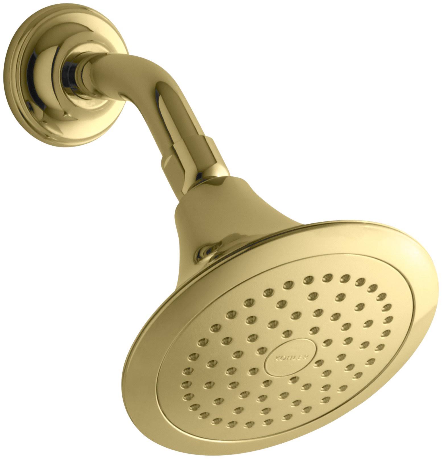 Kohler K-10282-AK-PB Vibrant Polished Brass Forte Single-Function Showerhead, 2.5 GPM