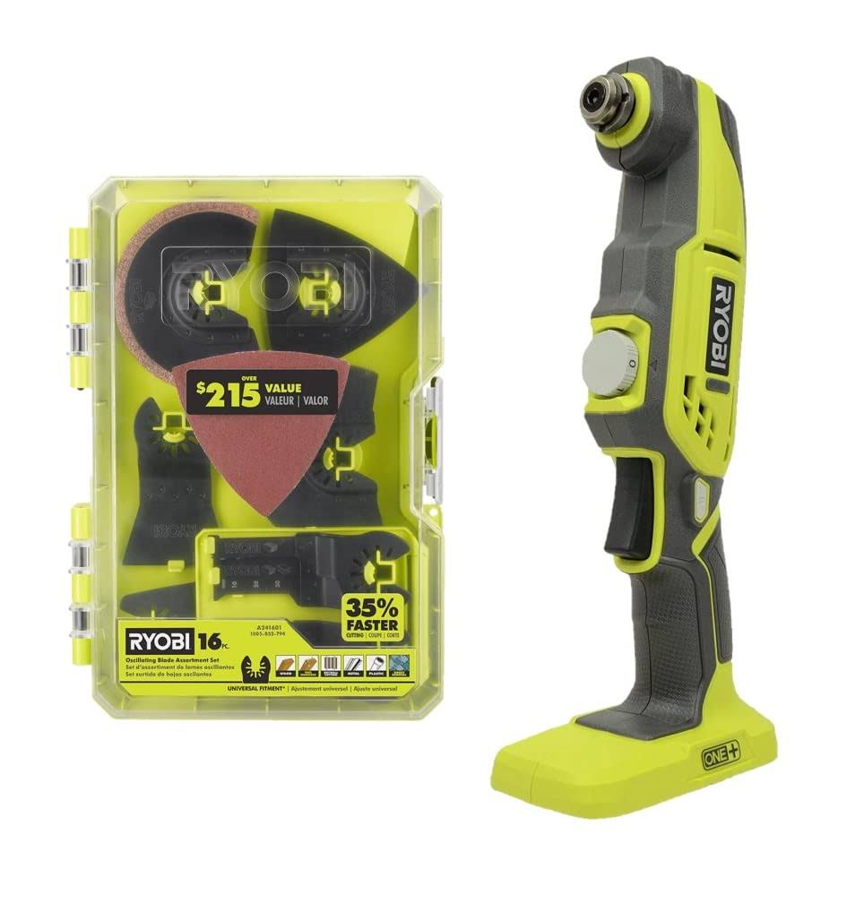 Ryobi 18-Volt Cordless Multi-Tool with 16-Piece Oscillating Multi-Tool Blade Accessory Set- P343 + A241601 (Bulk Packaged)