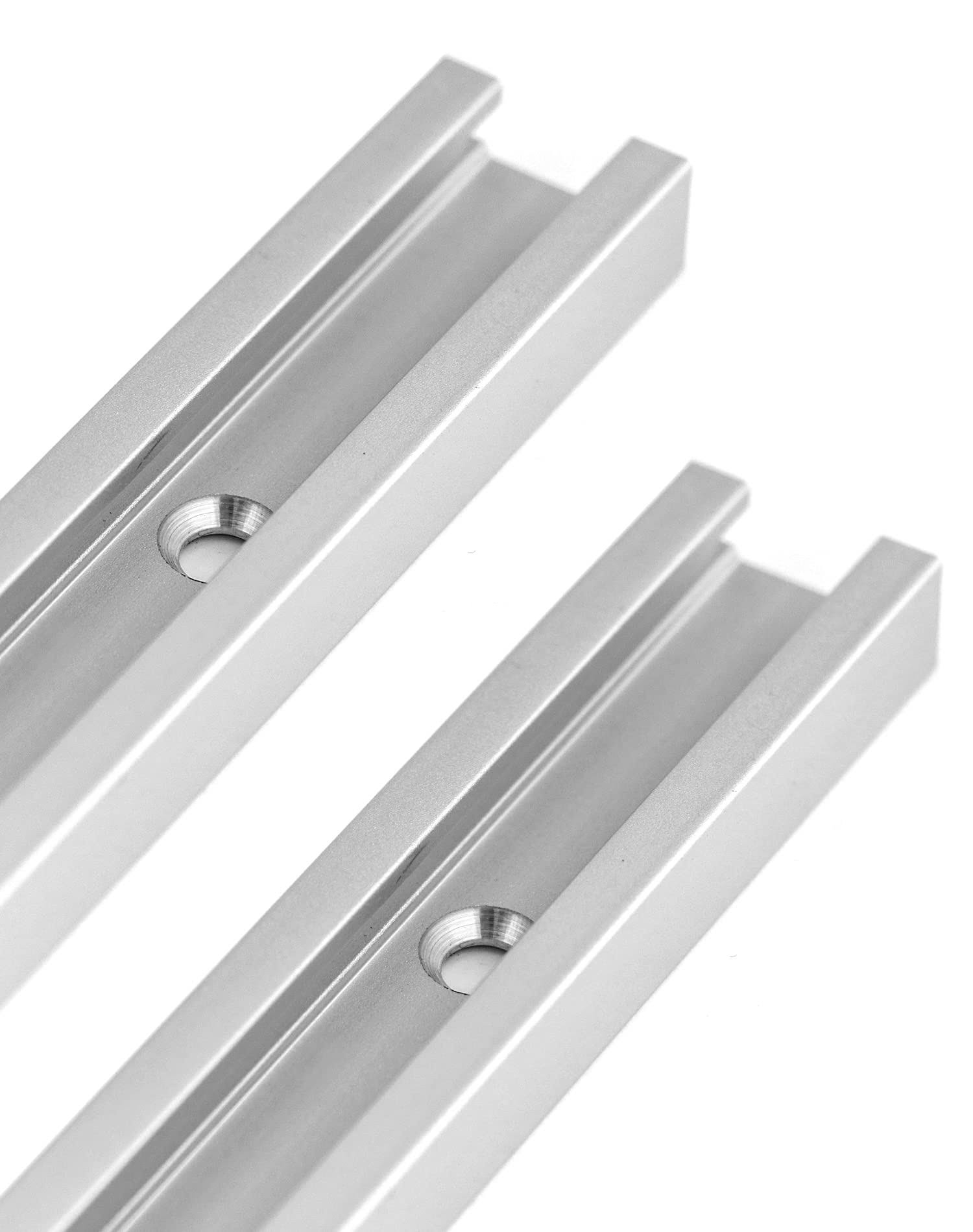 QWORK T-Track, Aluminum Double Track with Predrilled Mounting 2 Pack 12 inch WD4818