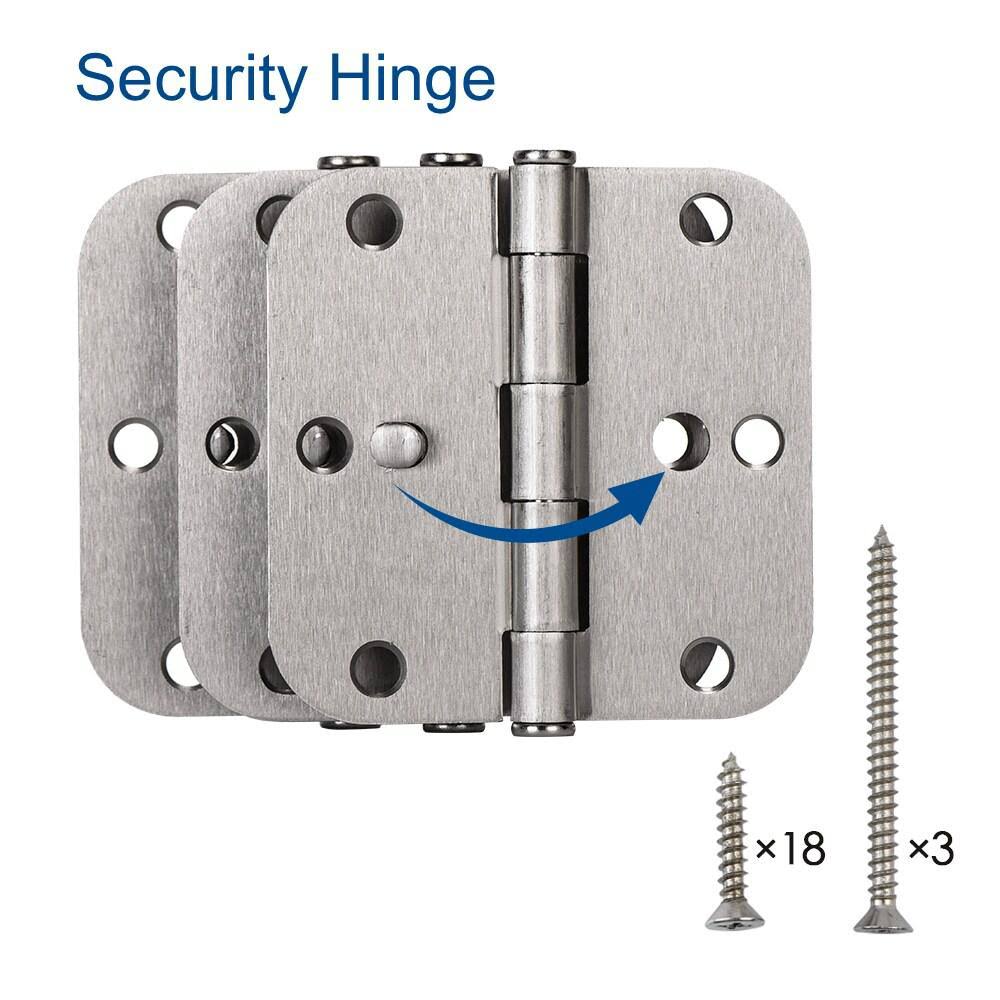 ReliaBilt 3-ct 3-1/2 in. 5/8r Security Door Hinge Satin Nickel | 06-2645