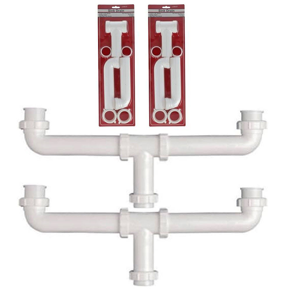 2 Pk Sink Drain Center White Polypro 1.5