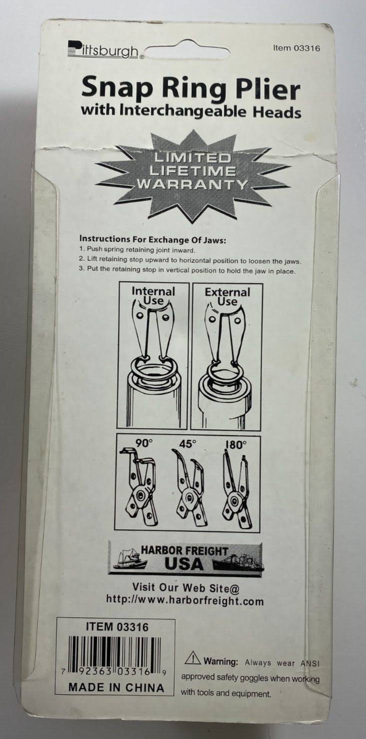 Pittsburgh Snap Ring Pliers with Interchangeable Heads