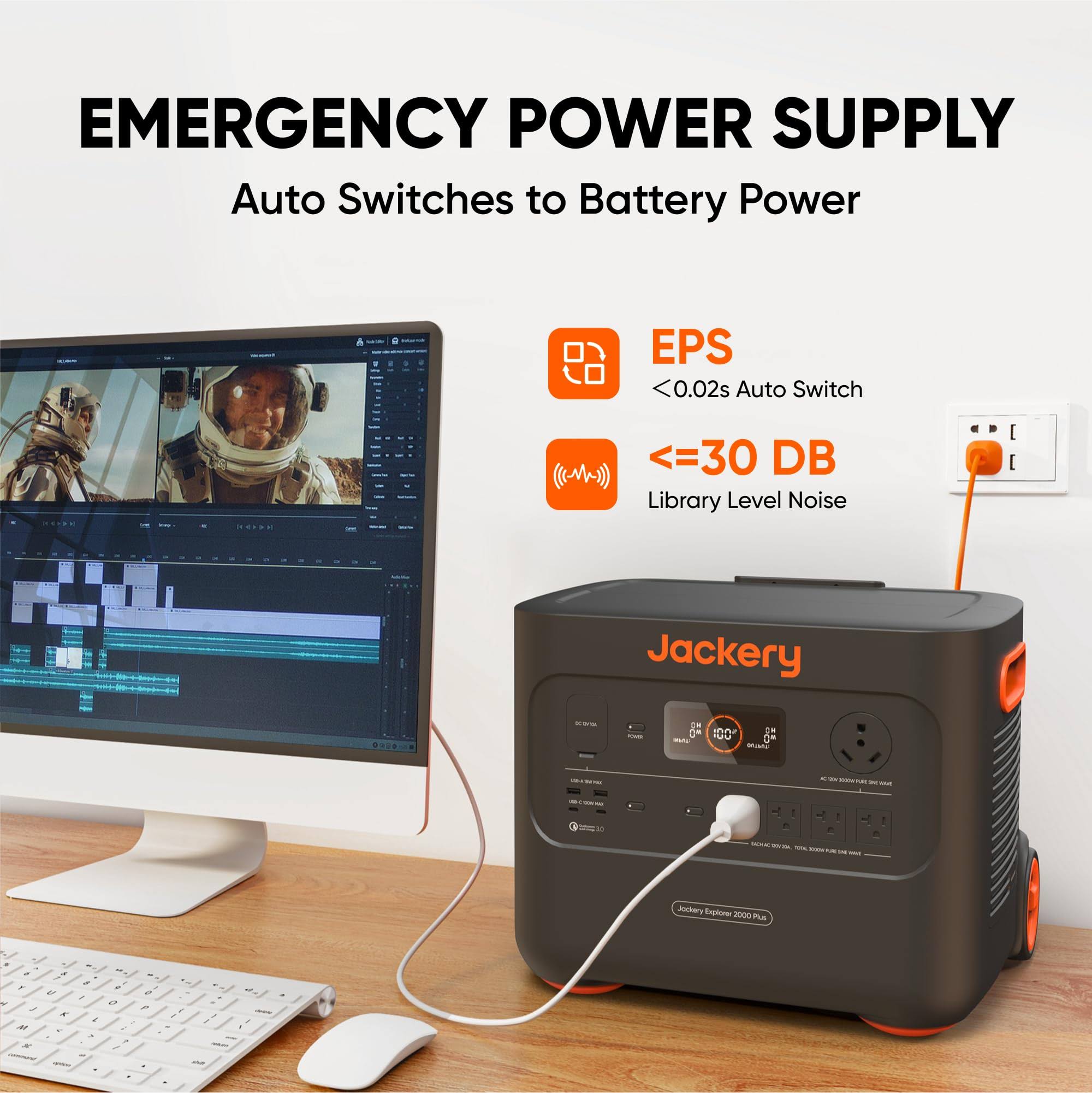 Jackery Portable Power Station Explorer 2000 Plus, Solar Generator with 2042Wh LiFePO4 Battery 3000W Output