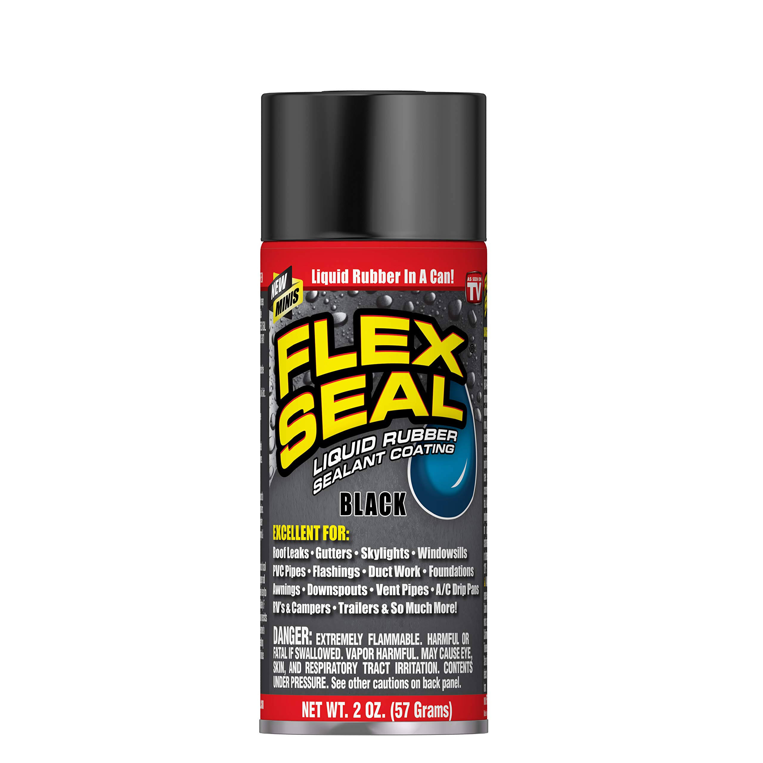 Flex Seal Liquid Rubber Sealant Coating, Black, Minis- 2 oz