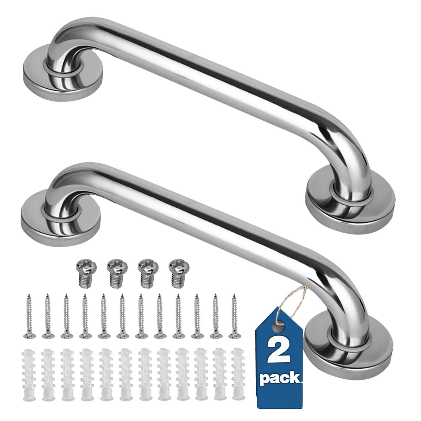 2 Pack 12 inch Shower Grab Bar, Stainless Steel Bathroom Grab Bar, Shower Handle, Bath Handle, Grab Bars for Bathroom