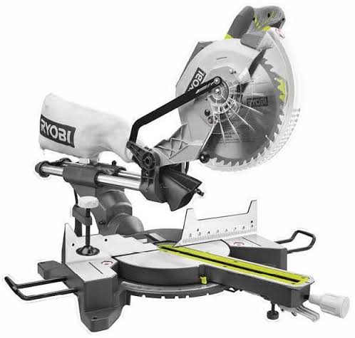 Ryobi 15 Amp 10 in. Corded Sliding Compound Miter Saw with 10 in. 40 Carbide Teeth Thin Kerf Miter Saw Blade