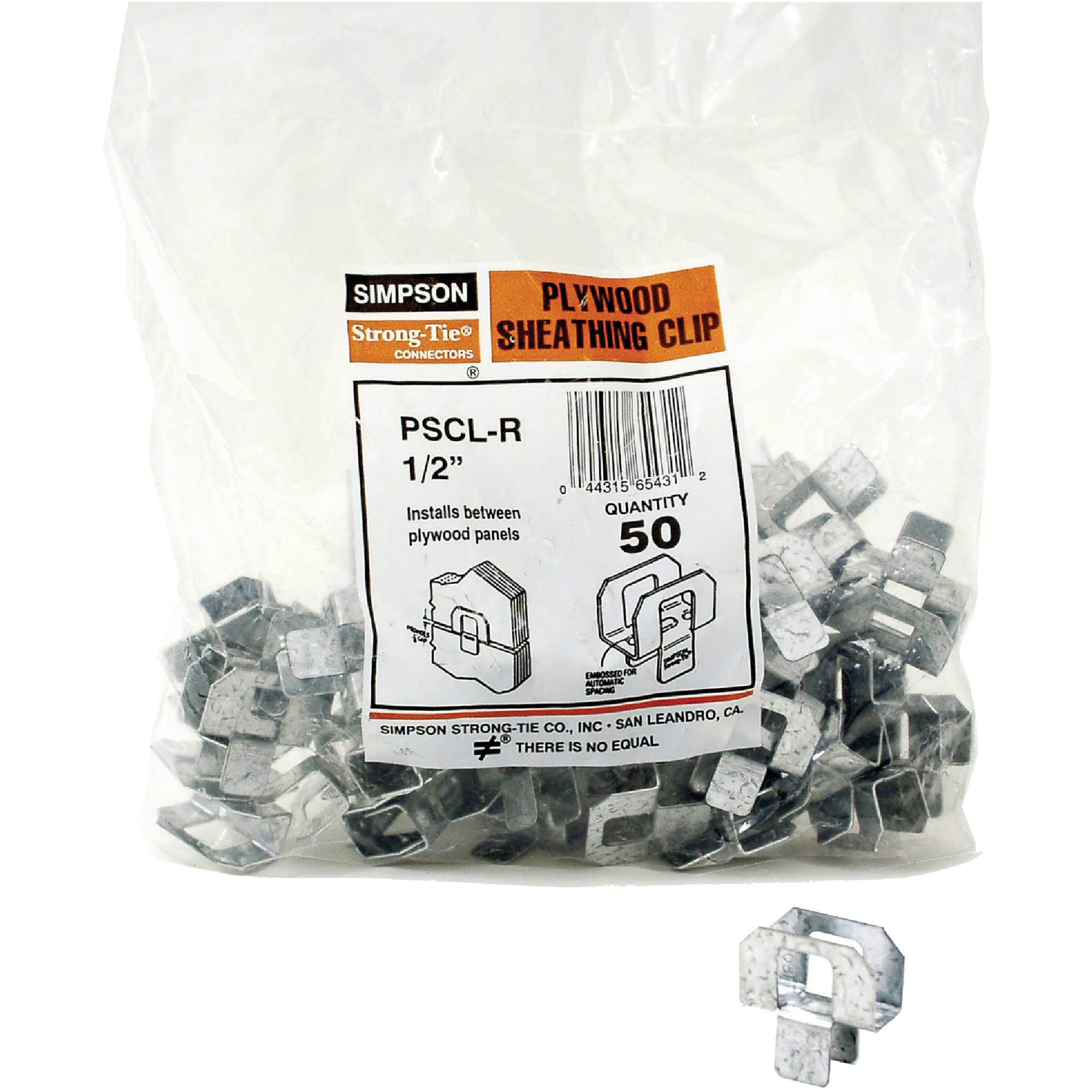 Simpson Strong-Tie PSCL 1/2-R50 1/2in Plywood Sheathing Clip