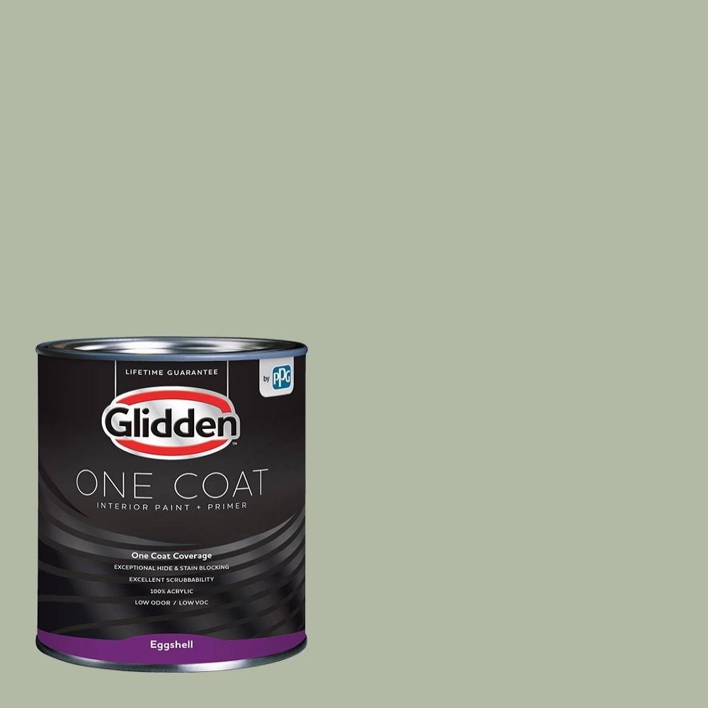 Glidden One Coat Interior Paint and Primer, Light Sage / Green, 1-Quart, Eggshell, Size: 1 Quart