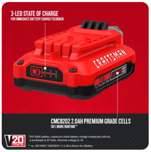 Craftsman CMCB202-2 V20 2.0Ah Lithium Ion Battery- 2 Pack