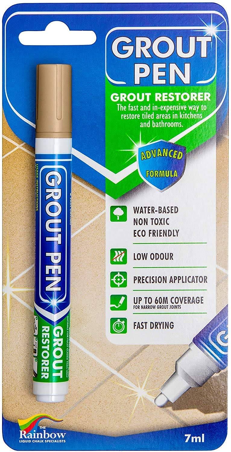 Beige Grout Pen- Waterproof Tile Paint Marker and Colorant Sealer with Narrow 5mm Tip (7ml)