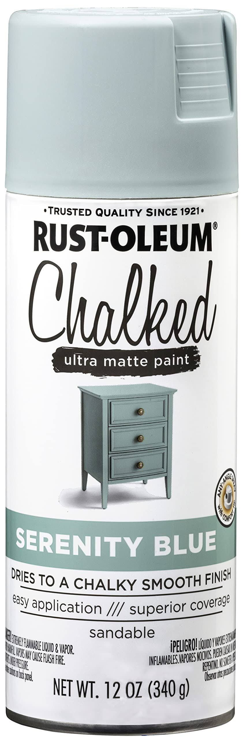 Rust-Oleum 302595 Chalked Ultra Matte Spray Paint, Serenity Blue, 12 oz