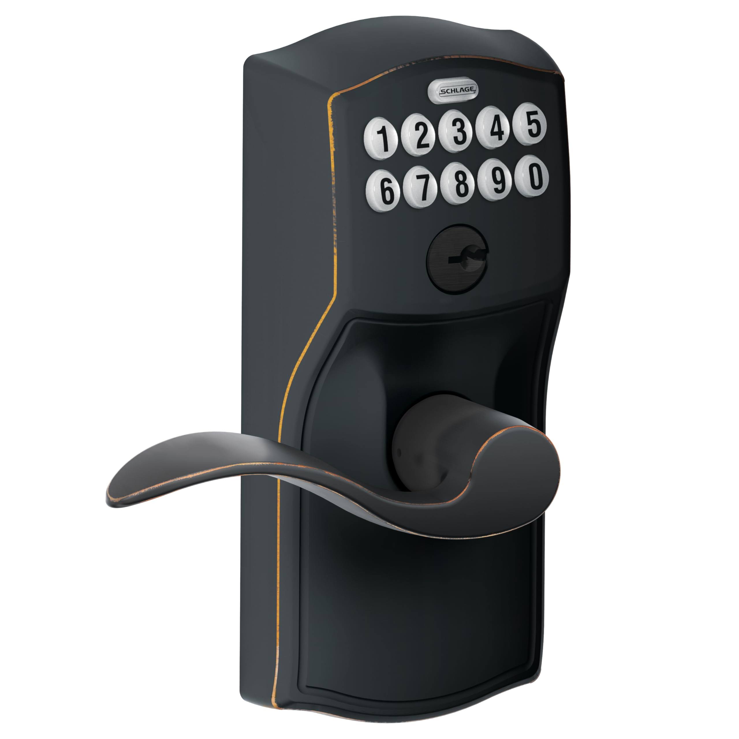 Schlage Accent Entry Lever Keypad Lock- Aged Bronze