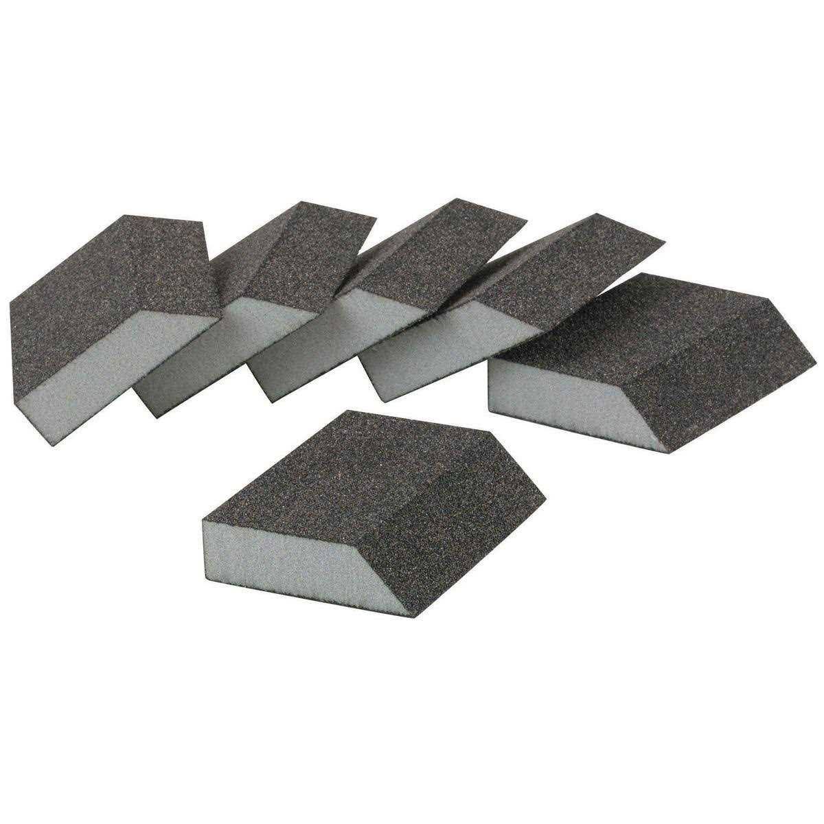 Warrior Aluminum Oxide Angled Sanding Sponges- Fine Grade, 6 Pack