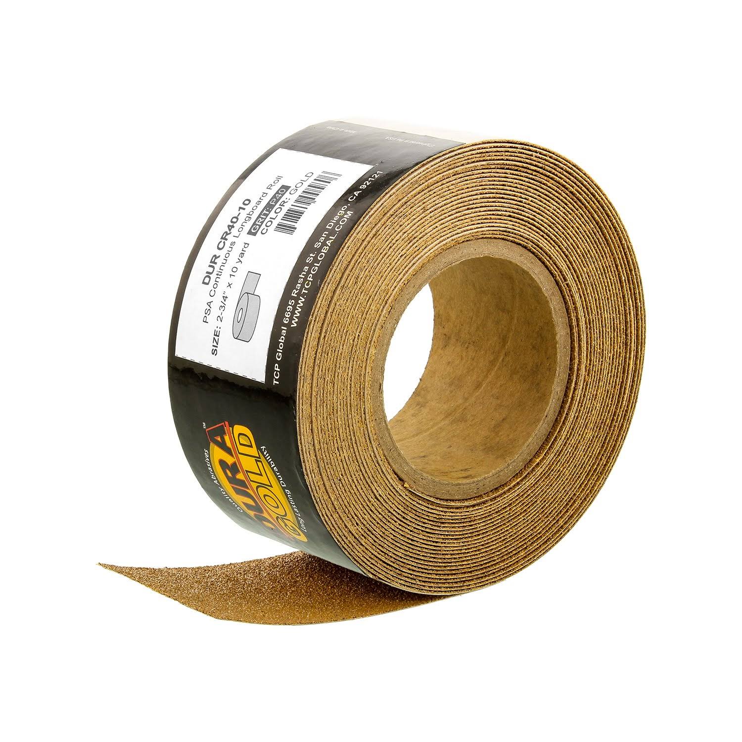 Dura-Gold Premium- 40 Grit Gold- Longboard Continuous Roll 10 Yards Long by 2-3/4
