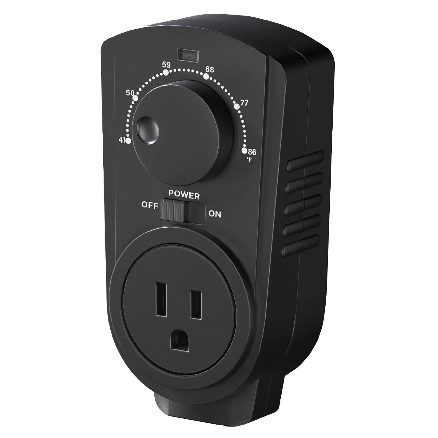 EconoHome Adjustable Thermostat- Universal Plugin Heating & Cooling Thermostat- Compatible with Most EconoHome Wall Mount Spac, Blk