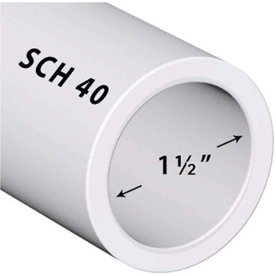 PVC Pipe Sch40 1-1/2 inch (1.5) White Custom Length