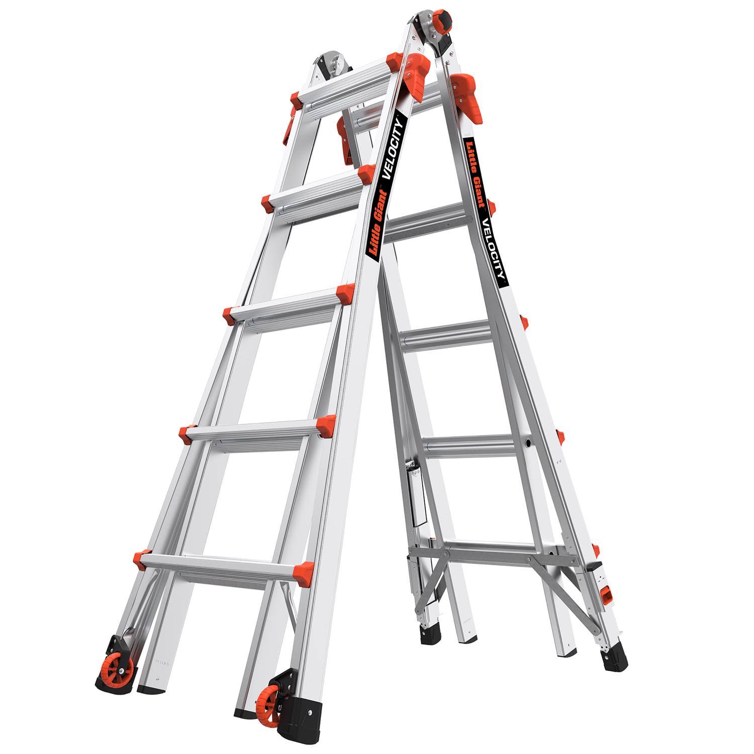 Little Giant Model 15422-801 | Velocity, Model 22- ANSI Type iA- 300 lb Rated, Aluminum Articulated Extendable Ladder with Ratchet Levelers