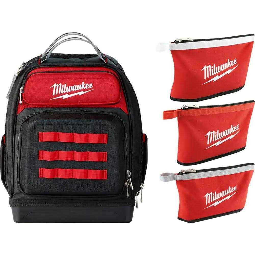 Milwaukee 15 in. Ultimate Jobsite Backpack with 12 in. Zipper Tool Bag in Multi-Color (3-pack)