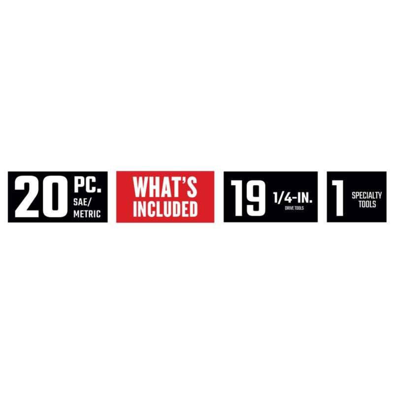 Craftsman Socket Set SAE / Metric 1/4-Inch Drive 20-Piece CMMT12008