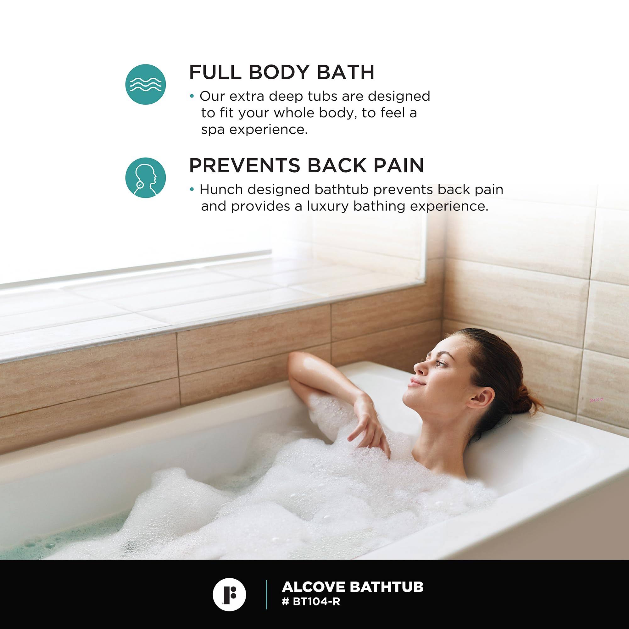 Fine Fixtures Tile-In White Soaking Bathtub, Built in Tile Flange Fiberglass Acrylic Material (60