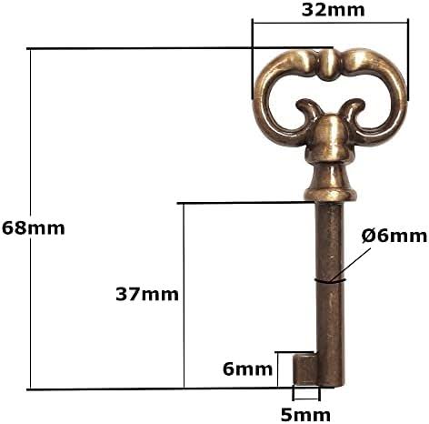 cyclingcolors Vintage Style Open Barrel Skeleton Key Hole Head Furniture Cabinet Antique (Key-Aged Brass)
