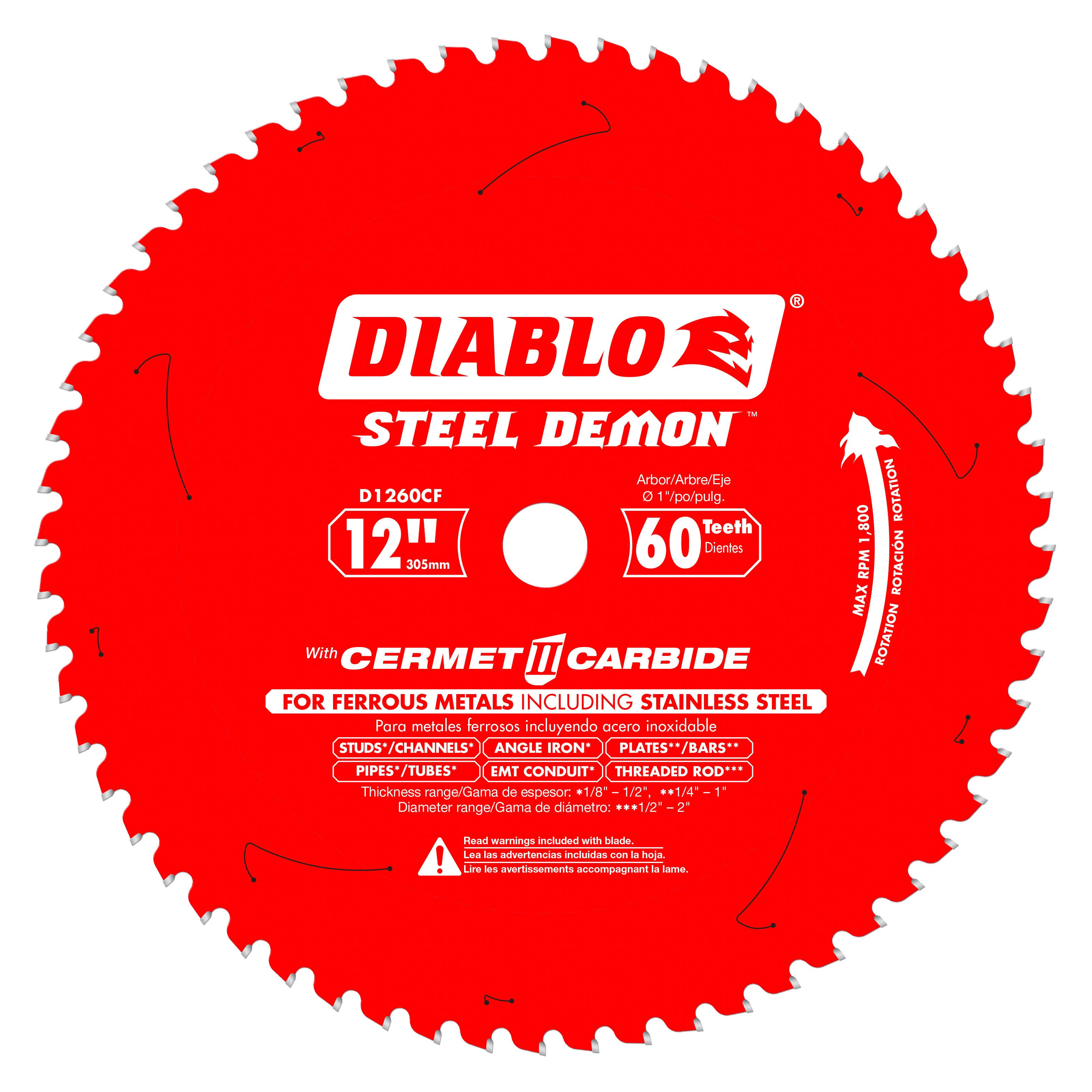 Diablo D1260CF 12 in x 60 Tooth Steel Demon Metal Cutting Saw Blade
